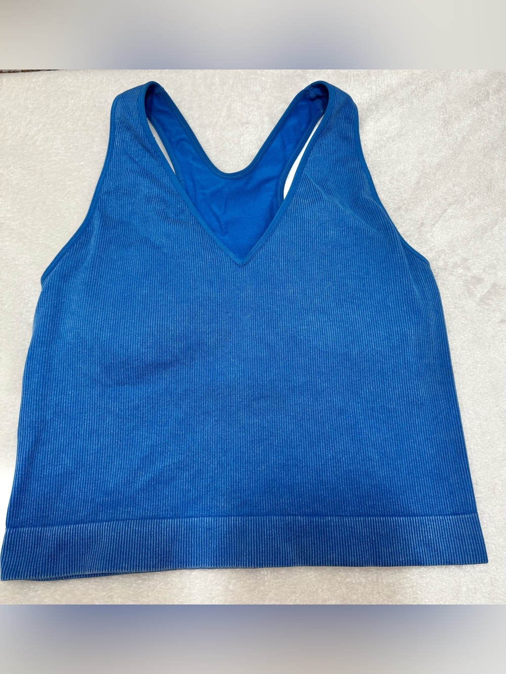Joy Lab Acid Wash Blue Ribbed V-Neck Cropped Tank Top No Size